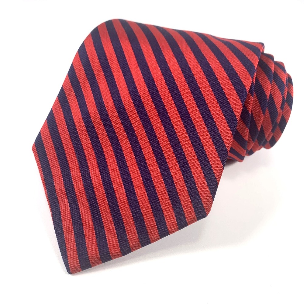 Vintage Brooks Brothers Makers Mens Tie Navy & Red Diagonal Striped Repp Silk